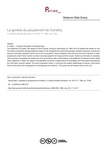 La genèse du peuplement de Conakry. - article ; n°117 ; vol.30, pg 73-99