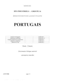 Portugais 2003 BTS Hygiène propreté environnement