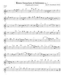 Partition ténor viole de gambe, octave aigu clef, Rimes francaises et italiennes par Jan Pieterszoon Sweelinck