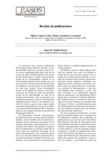 Objetos, sujetos e ideas. Bienes etnológicos y memoria. Marcos Arévalo, Javier.