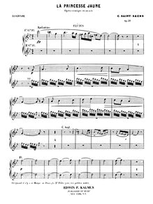 Partition flûte 1/2, La princesse jaune, opéra-comique en un acte de Louis Gallet, Op.30