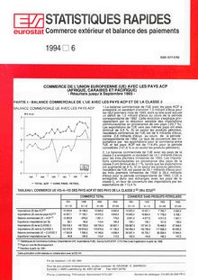 STATISTIQUES RAPIDES Commerce extérieur et balance des paiements. 1994 6