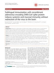 Sublingual immunization with recombinant adenovirus encoding SARS-CoV spike protein induces systemic and mucosal immunity without redirection of the virus to the brain