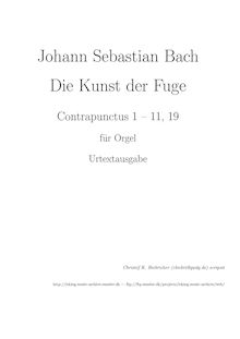 Partition complète, pour Art of pour Fugue, Die Kunst der Fuge, D minor par Johann Sebastian Bach