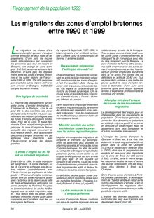 Les migrations des zones d emploi bretonnes entre 1990 et 1999 (Octant n° 85)  