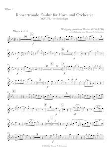 Partition hautbois 1, Rondo, Horn Concerto ; Konzertsatz, E♭ major