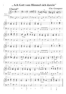 Partition Basso continuo, Ach Gott vom Himmel sieh darein, GWV 1108/41