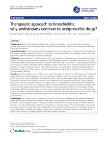 Therapeutic approach to bronchiolitis: why pediatricians continue to overprescribe drugs?
