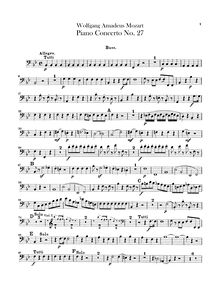 Partition Basses, Piano Concerto No.27, B♭ major, Mozart, Wolfgang Amadeus