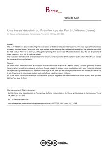 Une fosse-dépotoir du Premier Age du Fer à L Albenc (Isère) - article ; n°1 ; vol.24, pg 257-265