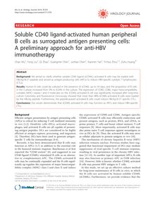 Soluble CD40 ligand-activated human peripheral B cells as surrogated antigen presenting cells: A preliminary approach for anti-HBV immunotherapy