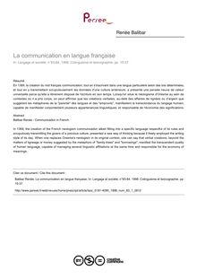 La communication en langue française - article ; n°1 ; vol.83, pg 15-37