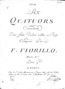 Partition flûte, 6 flûte quatuors, Op.4, Six Quatuors Concertants pour Flute, Violon, Alto et Basse
