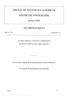 Btsgeotopo 2005 mathematiques