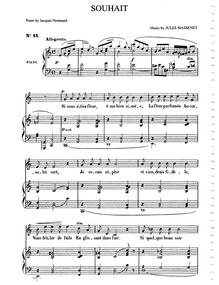 Partition complète (C Major: medium voix et piano), Souhait