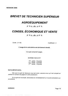 Conseil économique et vente 2005 BTS Agro-équipement