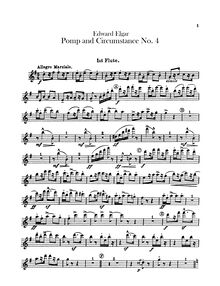 Partition flûte 1, 2 (Doubling Piccolo), Pomp et Circumstance, Op.39