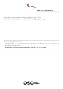 Nature humaine et compréhension de l être - article ; n°64 ; vol.59, pg 672-682