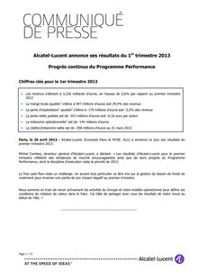 Alcatel-Lucent : les résultats du 1er trimestre 2013 en baisse