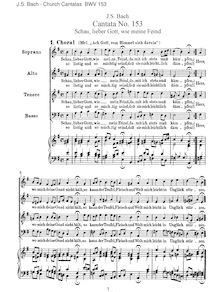Partition complète, Schau, lieber Gott, wie meine Feind, Bach, Johann Sebastian par Johann Sebastian Bach