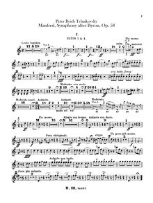 Partition Cornet 1, 2 (A), Manfred, Манфред, B minor, Tchaikovsky, Pyotr