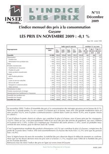 Lindice mensuel des prix à la consommation de Guyane en novembre  2009 : -0,1%