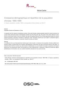 Croissance démographique et répartition de la population chinoise: 1880-1990 - article ; n°2 ; vol.13, pg 209-217