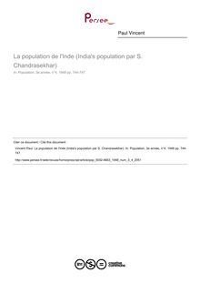 La population de l Inde (India s population par S. Chandrasekhar) - article ; n°4 ; vol.3, pg 744-747