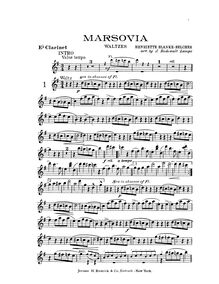 Partition Eb clarinette, Marsovia valses, B♭, Blanke-Belcher, Henriette