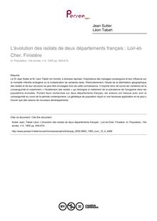 L évolution des isolats de deux départements français : Loir-et-Cher, Finistère - article ; n°4 ; vol.10, pg 645-674