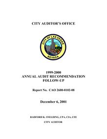 FY 01-02 08 1999-2000 Annual Audit Recommendation Followup–