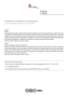 Problèmes d  attention et dépression - article ; n°3 ; vol.93, pg 401-426
