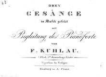 Partition complète, Drey Gesaenge en Musik gesetz mit Begleitung des Pianoforte.