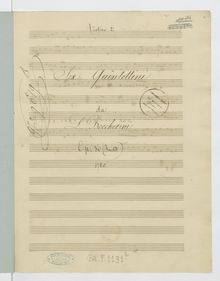 Partition violon 2, 6 corde quintettes, G.319-324, Boccherini, Luigi