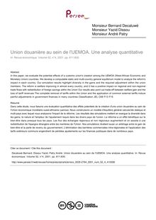 Union douanière au sein de l UEMOA. Une analyse quantitative - article ; n°4 ; vol.52, pg 811-830