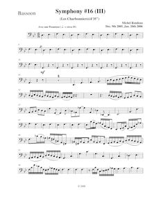 Partition basson, Symphony No.16, Rondeau, Michel par Michel Rondeau