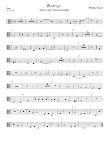 Partition ténor viole de gambe 2, basse clef, madrigaux, East, Michael