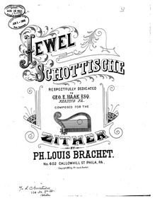 Partition complète, Jewel Schottische, G major, Brachet, Philip Louis