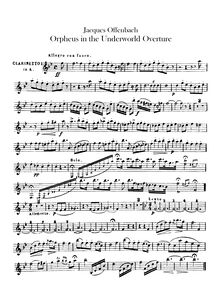 Partition clarinette 1, 2 (en A), Overture to Offenbach s opéra  Orphée aux Enfers 