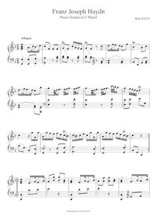 Partition complète, Piano Sonata No.9, Hob.XVI/9, F major, Haydn, Joseph