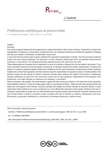Préférences esthétiques et personnalité - article ; n°1 ; vol.58, pg 45-69