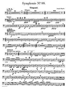 Partition timbales, Symphony No.88 en G major, Sinfonia No.88, Haydn, Joseph
