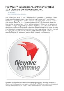 FileWave™ introduces "Lightning" for OS X 10.7 Lion and 10.8 Mountain Lion.