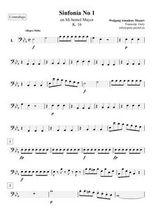 Partition violoncelles / Basses, Symphony No.1, E♭ major, Mozart, Wolfgang Amadeus