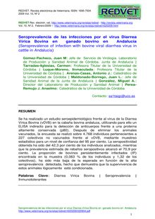 Seroprevalencia de las infecciones por el virus Diarrea Vírica Bovina en ganado bovino en Andalucía