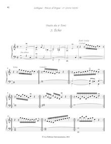 Partition , Écho, Livre d orgue No.1, Premier Livre d Orgue, Lebègue, Nicolas par Nicolas Lebègue