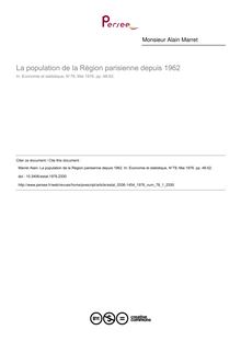 La population de la Région parisienne depuis 1962 - article ; n°1 ; vol.78, pg 48-52