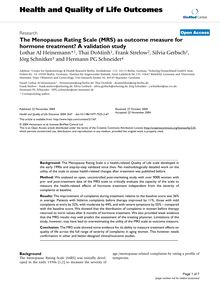 The Menopause Rating Scale (MRS) as outcome measure for hormone treatment? A validation study