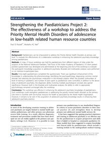 Strengthening the Paediatricians Project 2: The effectiveness of a workshop to address the Priority Mental Health Disorders of adolescence in low-health related human resource countries