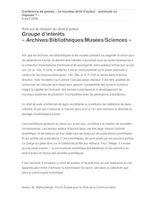 Groupe d intérêts  Archives/Bibliothèques/Musées/Sciences 
